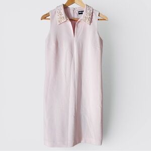 KARL LAGERFELD Paris Powder Pink Pearl Embellished Collar Dress